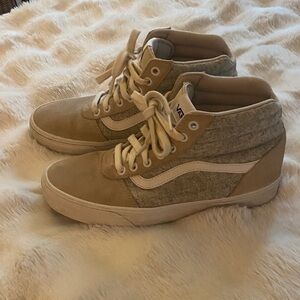 Vans High-Top Sneakers in Beige and Light Gray